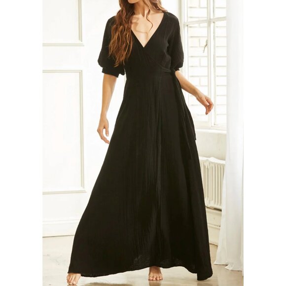 NWT 9 Seed Condessa Maxi Wrap Dress XS S Long Cotton Gauze Boho Witch Goth Femme - Picture 17 of 17